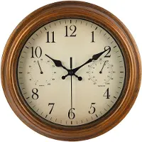 IvoQ Horloge Murale Rétro Étanche – 30 cm – Horloge à Quartz Silencieuse – Résistante aux Intempéries – Avec Thermomètre & Hygromètre