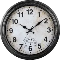 IvoQ Horloge Murale Rétro – 40 cm – Étanche – Horloge à Quartz Silencieuse – Avec Thermomètre