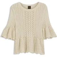 BOSS pour femme. 50565060 Jersey Farda beige (S), Casuel, Viscose, Manche courte