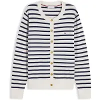 Tommy Hilfiger Cardigan 'Fine' beige clair / bleu marine