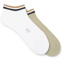 BOSS Lot de deux paires de chaussettes basses à rayures emblématiques au niveau des chevilles