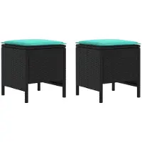 vidaXL Tabourets de jardin, lot de 2, noir et turquoise, 38 x 38 x 45 cm