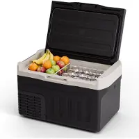 Auronic Electric Cool Box - Compresseur - 21L - 12V et 240 volts - Réfrigérateur de camping - Frigobox Car - Noir