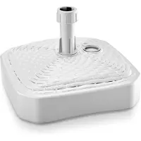 Prosperplast Deuba Pied de parasol carré Blanc socle pour parasol Ø2,6cm aspect polyrotin remplissage eau sable gravier support jardin