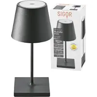 Sigor Lampe de bureau à batterie NUINDIE USB-C Mini 250 mm Noir Nuit