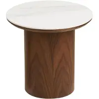 Ebuy24 Frida table d'angle Ø40cm blanc, brun foncé.