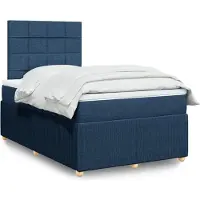 vidaXL Lit boxspring avec matelas bleu 120x190 cm Tissu