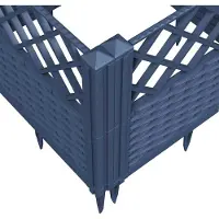 vidaXL Jardinière avec piquets bleu gris 123,5x43,5x43,5 cm PP