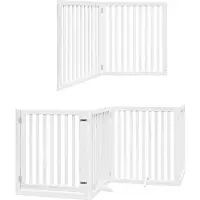 vidaXL Porte pour chien 6 pièces avec porte Pliable Blanc 480 cm Bois de peuplier