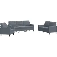 vidaXL Ensemble de canapés 3 pièces avec coussins gris foncé velours