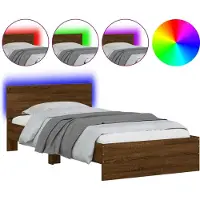 vidaXL Cadre de lit avec tête de lit éclairage LED brun aspect chêne