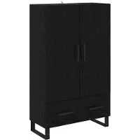 vidaXL Buffet haut noir aspect chêne 69,5 x 30 x 115 cm en aggloméré