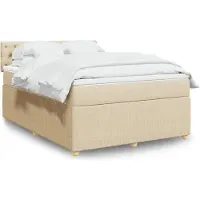 vidaXL Lit boxspring avec matelas Crème 140x190 cm Tissu
