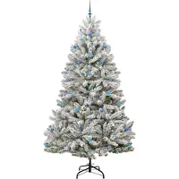 vidaXL Sapin de Noël artificiel Vert et blanc 270 cm PVC et métal