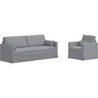 vidaXL Canapé 2 pcs Gris clair Mét¿¿