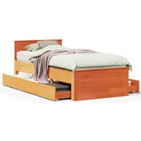 vidaXL Lit en bois massif sans matelas avec tête de lit brun cireux 75x190 cm