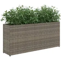 vidaXL Jardinières avec 2 pots 2 pcs gris 90x20x40 cm résine tressée