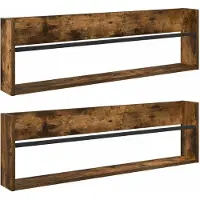 vidaXL Étagère à magazines avec étagère 2 pcs Chêne fumé 100 x 12 x 30 cm