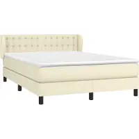 vidaXL Lit boxspring avec matelas Crème 140x190 cm simili-cuir