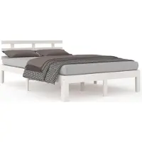 vidaXL Lit en bois massif blanc 160x200 cm