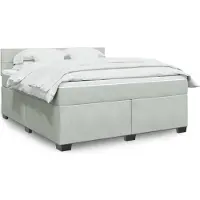 vidaXL Lit boxspring avec matelas gris clair 180x200 cm velours