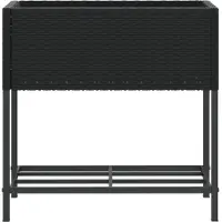 vidaXL Jardinières Avec Étagère 2 Pcs Noir 70x28x70 Cm Résine Tressée