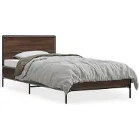 vidaXL Cadre de lit brun imitation chêne 90x200 cm bois composite métal