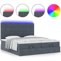 vidaXL Ottoman-lit avec matelas & LEDs gris foncé 160x200 cm velours