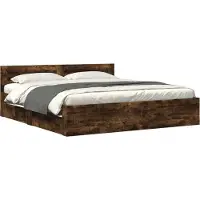 vidaXL Cadre de lit avec tête de lit chêne fumé 200x200 cm bois composite