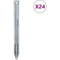 vidaXL Piquets de tente 24 pcs 22 cm Ø20 mm acier galvanisé