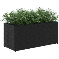 vidaXL Lit surélevé avec 2 compartiments noir 72x30x32 cm Poly rotin