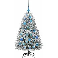 vidaXL Sapin de Noël artificiel Vert et blanc 120 cm PVC et métal