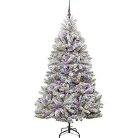 vidaXL Sapin de Noël artificiel Vert et blanc 180 cm PVC et métal