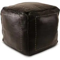 Safaary Pouf marocain en cuir noir Carré
