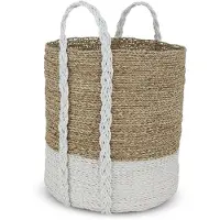 Safaary Panier en osier Sea Grass blanc Malia Bali-Ø 41 x 44cm