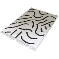Safaary Tapis berbère marocain noir et blanc