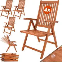 Casaria 4x chaises de jardin Vanamo pliables en bois d'eucalyptus