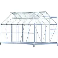 Gardebruk Serre de jardin en aluminium 7,22m² fondation incluse 380x190cm 4 fenêtres serre semis légumes plantes fleurs 11,73m³