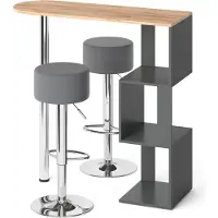 Vicco Set de table de bar Vincent Chêne de force doré 113x39.8cm avec 2 tabourets de bar, Model 34518