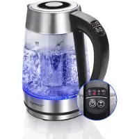 Aigostar Cris 30OSU - Bouilloire - Verre - Avec contrôle de la température et fonction maintien au chaud - Bouilloire en verre avec LED et filtre à thé - 1,7 L - Bouilloire électrique - 2200W