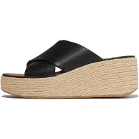 FitFlop FitFlop Espadrilles à plateforme en cuir à talon compensé et sangles croisées SCHWARZ 38