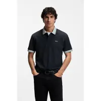 BOSS Polo en jersey de coton avec détails rayés
