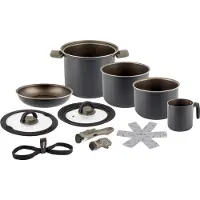 Brunner Tefal Torralta Ø 22 - batterie de cuisine Ø 22 cm - 9 pièces - sans PFOA - antiadhésif - compatible avec les plaques vitrocéramiques, à gaz, à induction, électriques et à halogène