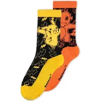 Difuzed Unisexe, Chaussettes, Pokémon - Sport Socks (2Pack) - 39/42, Orange, Multicolore, Noir, Jaune, (lot de 2, 39 - 42)