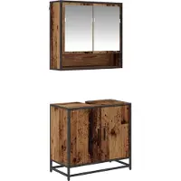 vidaXL Ensemble de meubles de salle de bain, 2 pièces, bois de récupération, 65 x 33 x 60 cm
