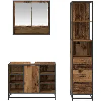 vidaXL Ensemble de meubles de salle de bain, 3 pièces, en bois de récupération et en panneaux de bois
