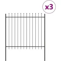 vidaXL , clôture de jardin WOERDEN, 3 pièces, 5,1 x 1,5 m, acier avec revêtement en poudre