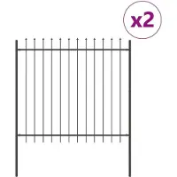 vidaXL : Clôture de jardin WOERDEN, 2 pièces, 3,4 x 1,5 m, acier avec revêtement en poudre