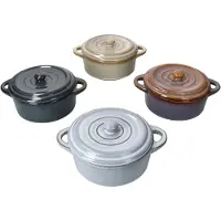 MamboCat Lot de 4 cocottes avec couvercle, taille S (350 ml) : beige, bleu clair, bleu foncé, violet