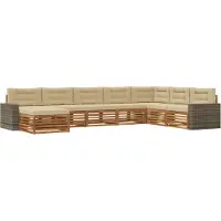 vidaXL Ensemble de salon de jardin 8 pièces, bois d'acacia massif, couleurs naturelles et beige